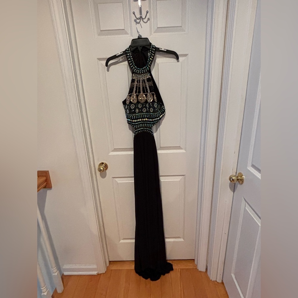 Crystal Doll Black Rhinestone Prom Dress
